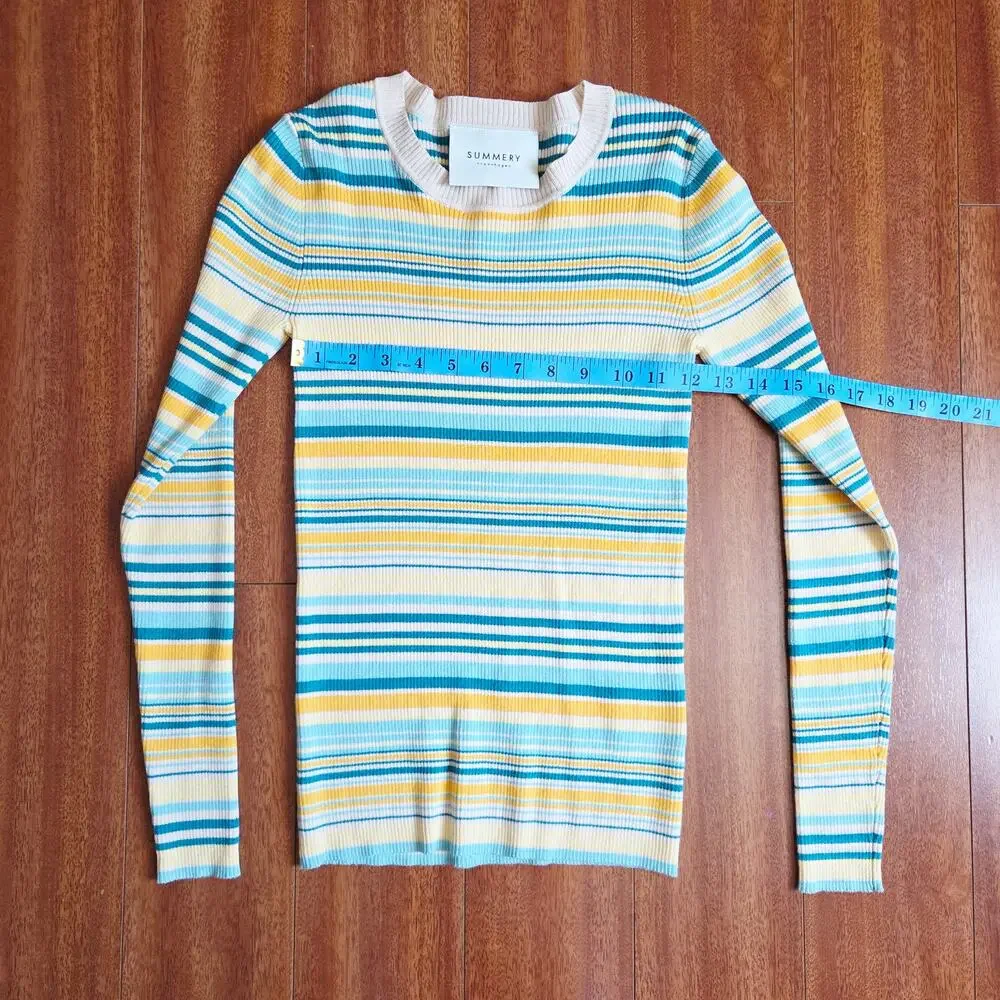 SUMMERY Copenhagen Noelle Ribbed Knit Stripe Top & Pants Set XS NWT